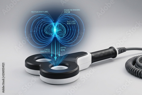 Transcranial magnetic stimulation TMS coil device with holographic magnetic field lines
