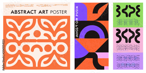 Foto Repeating curvilinear pattern in orange black and white a modern vector illustra