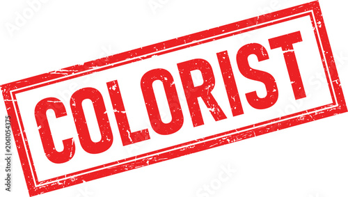 Tableau sur toile Distressed red ink stamp impression with the word COLORIST in bold white letters