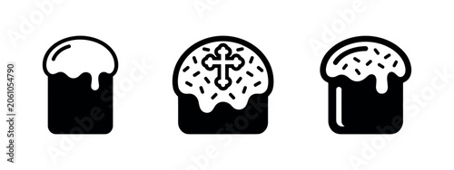 Obraz na plátne Easter Cake Icons Set