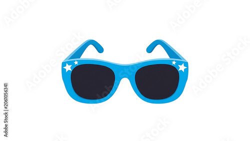Vibrant Blue Sunglasses with White Stars