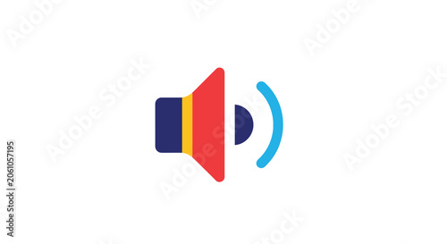 Fényképezés Speaker icon flat vector illustration with colorful design on white background