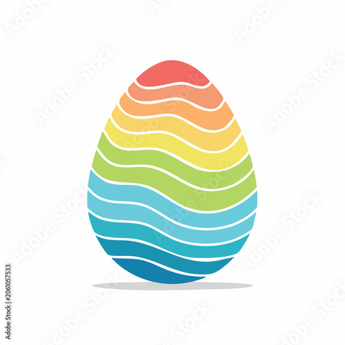 Rainbow striped Easter egg illustration