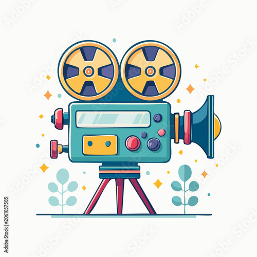 Retro Movie Camera Illustration
