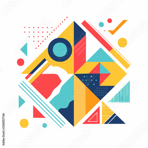 Abstract Geometric Composition with Colorful Shapes