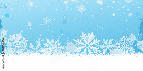 Fotografie Winter snowflake pattern illustration with a light blue gradient background and