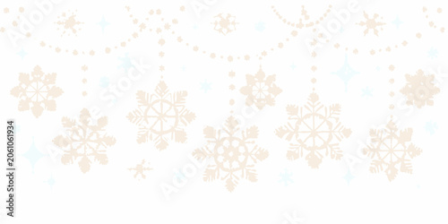Canvas-taulu Delicate snowflake and garland pattern on a white background a winter themed des