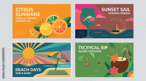 Summer Vacation Flat Vector Graphics Collection For Commercial Use