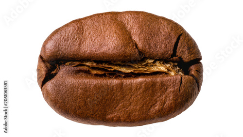 Tableau sur toile Roasted coffee bean with visible texture and split