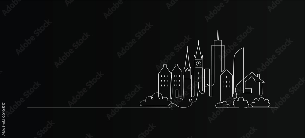 Naklejka premium Single line drawing of a minimalist skyscraper architectural element