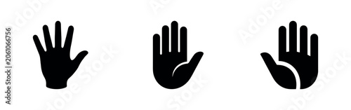 Quadro su tela Hand icons: open palm, five fingers, and palm with lines.