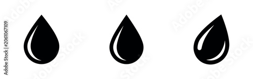 фотографія Water drop or teardrop icons set with different styles.