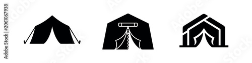 Schilderij op canvas Camping tent icon set