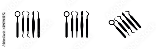 Tableau sur toile Dental Tools and Instruments Icons Set - Dentistry Equipment Symbols
