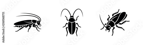 Foto Cockroach insect bug icon set