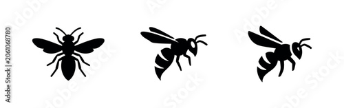 Slika na platnu Wasp insect bug icon set