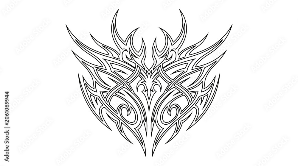 Fototapeta premium Tribal Tattoo Design Black Outline Vector Art