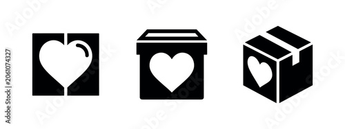 Quadro em tela Donation Box with Heart Icon Set