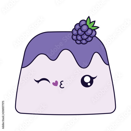 Adorable Blackberry Dessert Mascot, Cute Purple Food Character, Sweet Berry Treat Illustration, Isolated Vector Clipart, Decorative Graphic Element