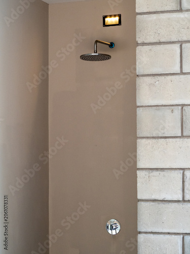 Outdoor shower after getting out of the pool