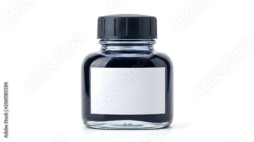 Urban Ink Bottle On White Solid Background, Artistic Writing Tool Offering Creativity, Precision, And Elegant Everyday Expression