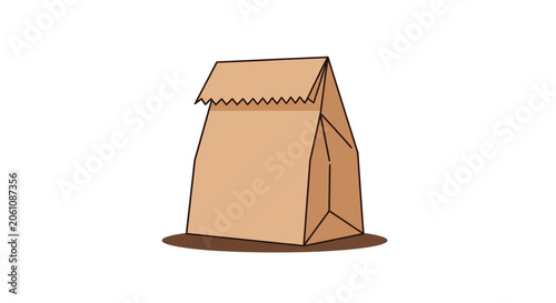 Brown Paper Bag Illustration Simple Vector Graphic On White Background