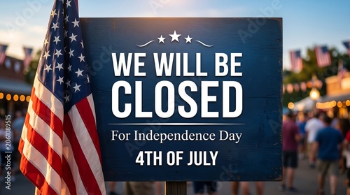 Closed 4th of july independence day usa holiday sign