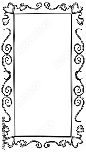 Minimalist decorative hand drawn heart themed frame