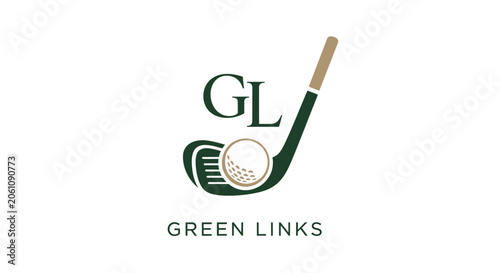 Fotografía Golf Club and Ball Logo - Green Links
