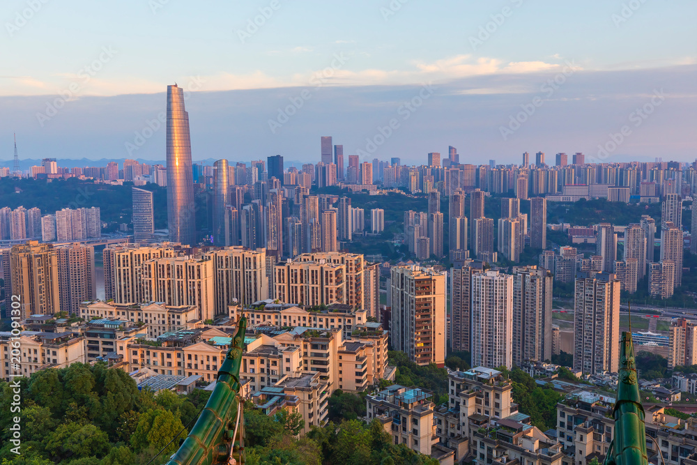 Naklejka premium Chongqing city at sunset