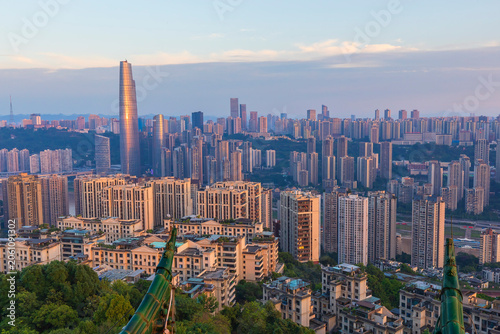 Chongqing city at sunset