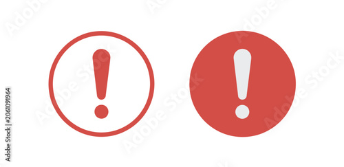 Canvastavla Exclamation mark alert icon set featuring attention notification symbols and round warning icons in outline and solid vector styles