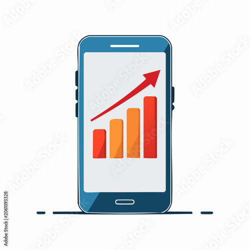 Smartphone displaying a growing financial chart