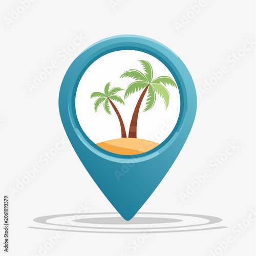 Tropical Island Location Pin