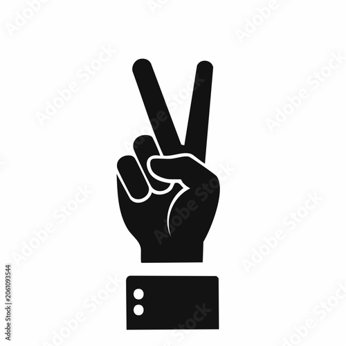 Black Silhouette of a Hand Making the Peace Sign