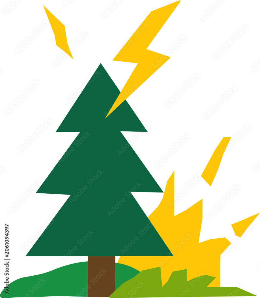 Fototapeta premium Lightning Struck Tree Vector Illustration