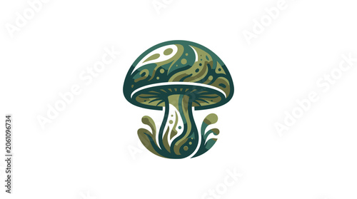 Psychedelic Mushroom Art with Swirling Patterns.