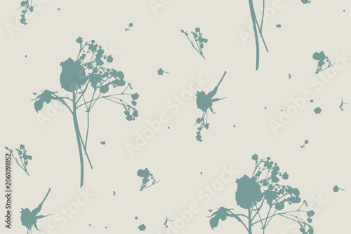 Cuadro en lienzo Seamless floral pattern, delicate print of hand drawn plant silhouettes
