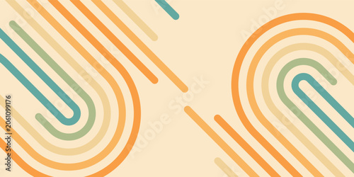 Fotografie Minimalist rainbow wave vector card with parallel lines