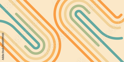 Obraz na płótnie Minimalist rainbow wave vector card with parallel lines