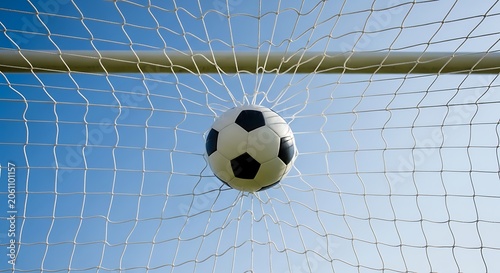 Soccer ball scoring a goal in the net illustration