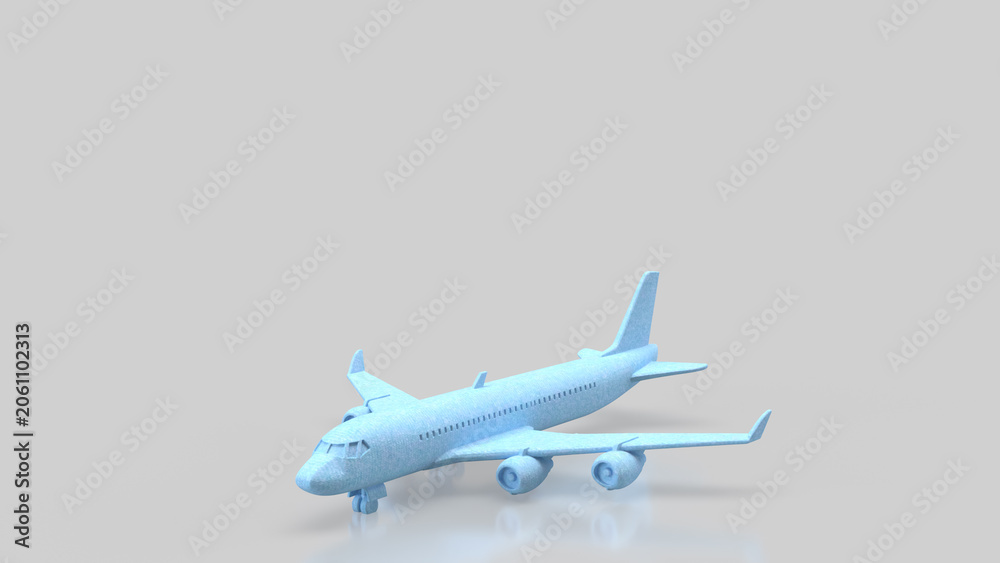Fototapeta premium Minimal Blue Passenger Airplane Model In Studio 3d Render.