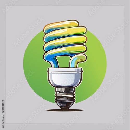 Illustration of a colorful energy-saving light bulb