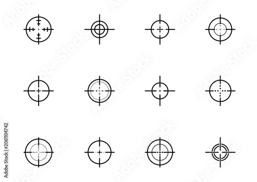Fotografía sniper target shooting accuracy practice icon set