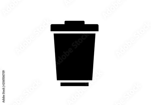Black trash can icon isolated on white background.