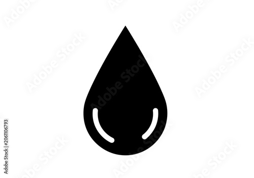 Black water drop silhouette icon isolated on white.