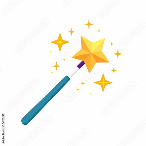 Golden Star Magic Wand with Sparkles