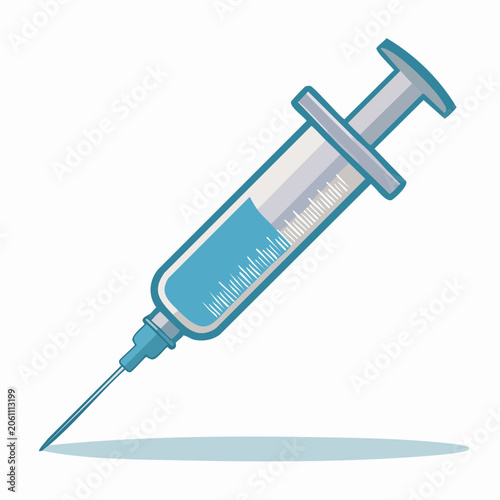 Medical Syringe with Blue Liquid