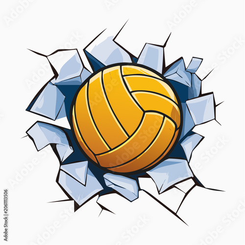Volleyball Breaking Through Wall