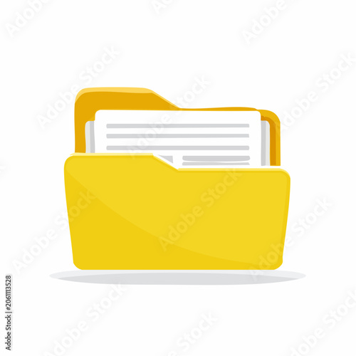 Yellow Folder with Documents Icon